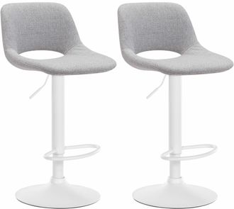 Clp Clp - Set De 2 Taburetes De Bar En Tela Gris Claro Metal Blanco Mate