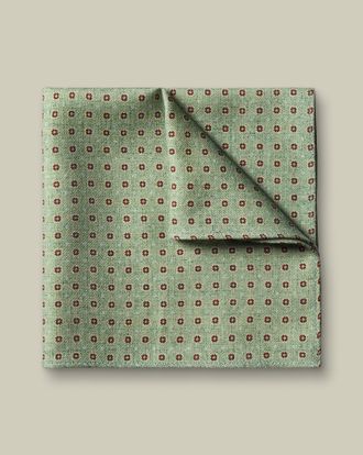CHARLES TYRWHITT Wool Geo Print Pocket Square - Green Size OSFA by Charles Tyrwhitt