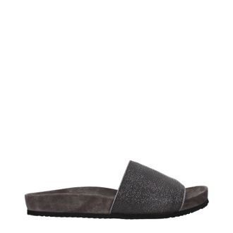 Brunello Cucinelli Brunello Cucinelli Damens Hausschuhe und Clogs Wildleder Grau/Dunkelgrau