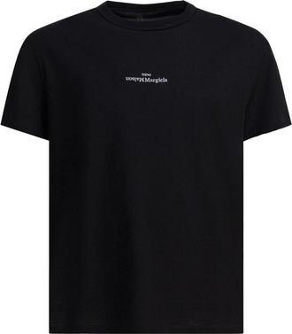Maison Margiela Zwart Katoenen Jersey T-Shirt met Omgekeerd Logo - Heren - T-shirts - Zwart - M - Katoen - Tops
