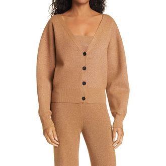 A.L.C. Peters II Metallic Cardigan in Toffee/Rose Gold at Nordstrom, Size Large