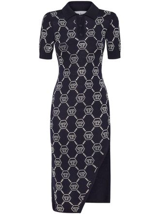 Philipp Plein monogram polo dress - Blue