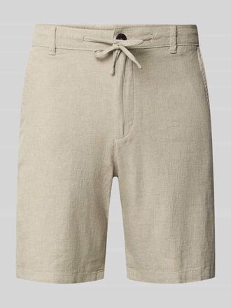 Selected Slim Fit Bermudas aus Baumwoll-Leinen-Mix Modell BRODY in Oliv, Gr&ouml;&szlig;e XXL