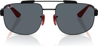 Ray-Ban x Scuderia Ferrari 58mm Square Sunglasses in Black /Blue at Nordstrom