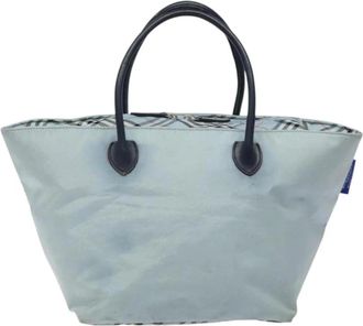 Burberry Pre-owned Tote Bags, female, Blue, Size: ONE SIZE Pre-owned Vintage Haymarket Check Canvas Tote Bag