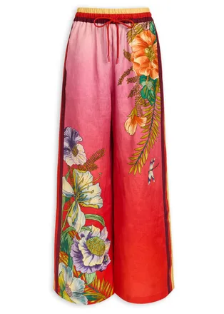 Alemais Alemais Inez Printed Flax Trousers - Pink - 14 (UK14 / L)