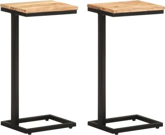 vidaXL Vidaxl - Mesitas Auxiliares 2 Uds Madera Mango Maciza 31,5x24,5x64,5 Cm