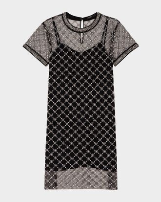 Maje Rione Sizelle Embellished Sheer Tulle Mini Dress