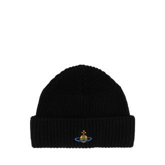 Vivienne Westwood Beanie Muts Met Logo - Dames - Hoeden - Zwart - ONE Size - Wol - Accessoires
