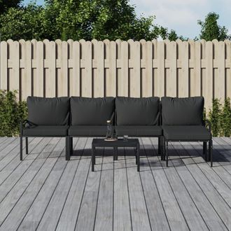 vidaXL Juego De Muebles De Jard&iacute;n 6 Piezas Acero Con Cojines Gris Vidaxl