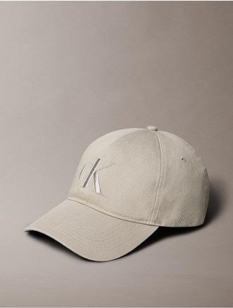 Calvin Klein Mens Twill Embroidered Monogram Cap - Brown