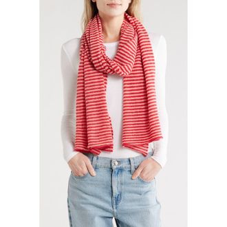 Portolano Stripe Wool Blend Scarf in Strawberry/Melon at Nordstrom Rack