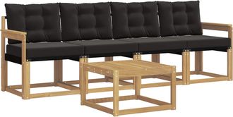 vidaXL Conjunto De Sof&aacute;s De Exterior 5 Uds. Blanco Y Negro Vidaxl