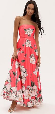BHLDN Savannah Strapless Printed Satin A-Line Maxi Dress