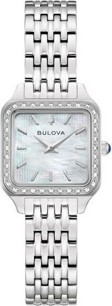 Bulova Classic Sutton Square Diamond & Mother-of-Pearl Bracelet Watch, 23mm in Silver-Tone at Nordstrom