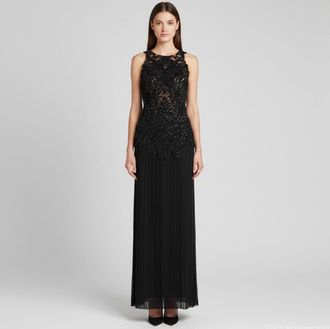 Alberta Ferretti Black Embellished Sheer Cocktail Dress