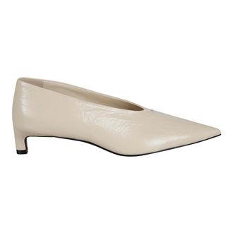 Jil Sander Pumps, female, White, Size: 8 1/2 US Crinkled Patent Leather Pumps