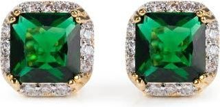 Kenneth Jay Lane Cubic Zirconia Halo Stud Earrings in Green/gold at Nordstrom Rack