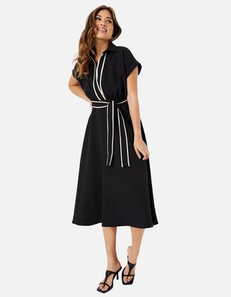 Principles Womens Principles Womens/Ladies Contrast Detail Waist Tie Midi Dress - Black - Size: 14