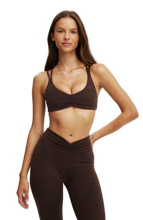 Cotton On Womens Active Ultra Soft Scrunch Front Strappy Crop in French Roast Marle at Nordstrom, Size X-Small