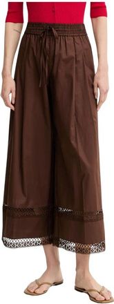Twinset Cropped Culottes - Dames - Vrijetijds broeken - Bruin - XL - Katoen - Broeken