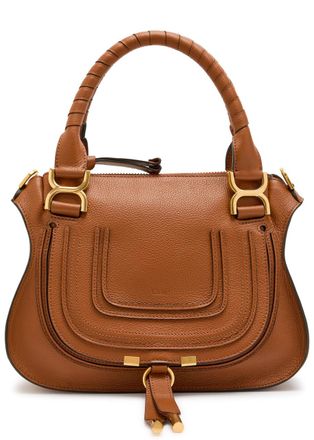Chlo&eacute; Marcie Small Grained Leather Shoulder bag - Tan - One Size