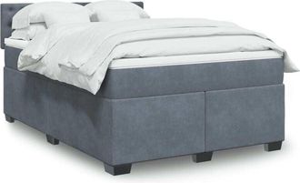 vidaXL Cama Box Spring Con Colch&oacute;n Terciopelo Gris Oscuro 140x190 Cm Vidaxl