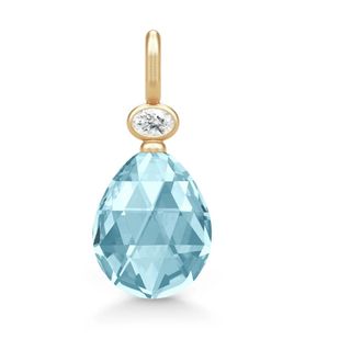 Julie Sandlau Accessoires, Dames, Geel, ONE Size, Satijn, IJsblauwe hanger met zirkonia