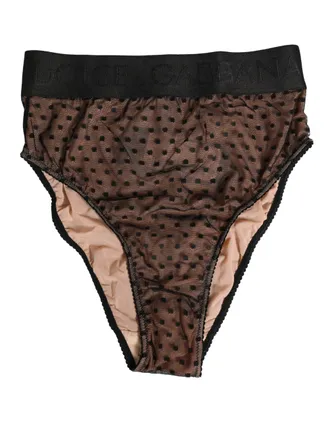 Dolce & Gabbana Womens Black Beige Polka Dot Butterfly Brief Underwear Dots Nylon Elastane Clothing
