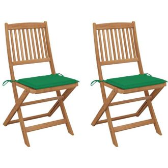 vidaXL Sillas De Jard&iacute;n Plegables 2 Uds Y Cojines Madera Maciza Acacia Vidaxl