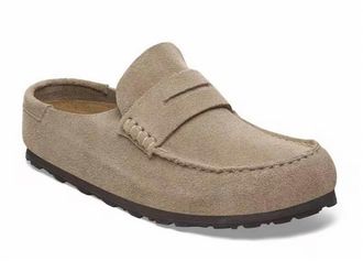 Birkenstock Womens Naples Wrapped Suede Leather Clog In Taupe