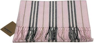 Burberry Pink Striped Cashmere & Wool Scarf