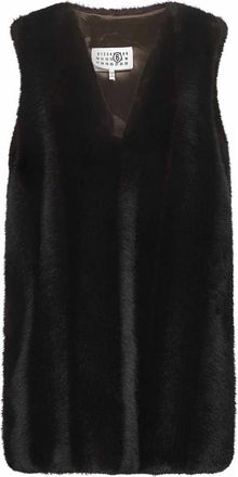 Maison Margiela Bruine V-hals Mouwloze Jurk - Dames - Bodywarmers - Bruin - 2XS - Polyester - Jassen