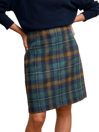 Celtic & Co. British Celt Wool Skirt in Teal/ochre Tartan at Nordstrom, Size 12