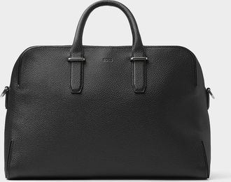 BOSS Mens Madison black leather travel bag