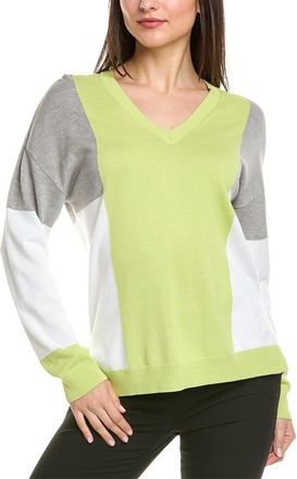 St. John Colorblocked V-Neck Sweater