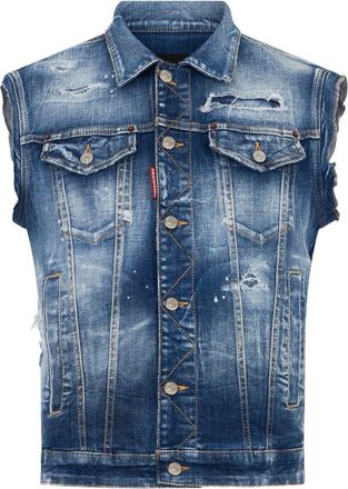 Dsquared2 Blue Distressed Denim Jacket