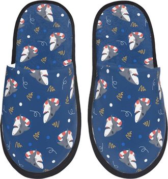 Generic Slippers For Men Cute Shark Print Slippers Casual Anti-Skid WomenS Slipper, For Home, Indoor Outdoor, Travel, L