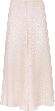 Fendi Roze Zijde Jacquard Rok - Dames - Midirokken - Roze - S - Rokken