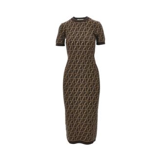 Fendi FF jacquard knit midi dress Woman 40
