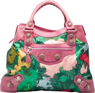 Balenciaga Pre-owned Handbags, female, Pink, Size: ONE SIZE Pre-owned Printed Leather Satchel
