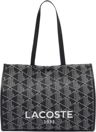 Lacoste Large Heritage Jacquard Tote - Dames - Shoppers - Zwart - ONE Size - Katoen - Tassen