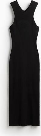 H&M Bodycon-Kleid in Rippstrick - Schwarz