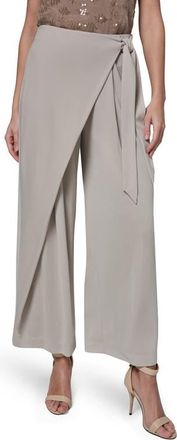 DKNY Wrap Front Wide Leg Pants in Tuscan Grey at Nordstrom, Size Small
