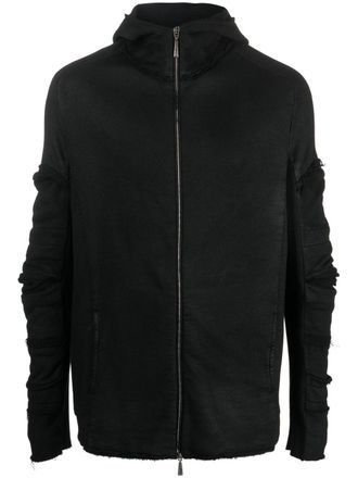 Masnada draped cotton zip-up hoodie - men - Cotton - 54 - Black