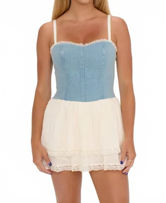 Show me your Mumu Geneva Mini Dress In Light Indigo With Cream Voile