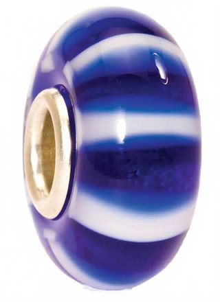 Trollbeads Womens Stripe Glass Bead Charm In Blue/ White