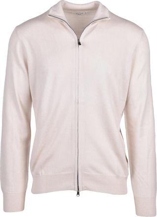 KANGRA Beige Merino Wool Zip Cardigan
