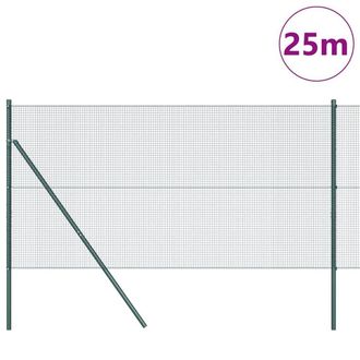 Berkfield Home Green Welded Wire Fence with 13 Posts Green 1.4x25 m Steel