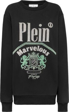 Philipp Plein Pullover Ronde Hals Marvelous - Dames - Sweatshirts - Zwart - L - Katoen - Hoodies & sweatvesten